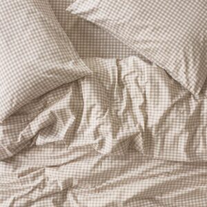 Piglet in Bed Café au Lait Gingham Washed Cotton Duvet Cover