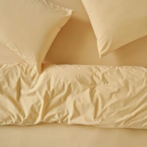 Piglet in Bed Butter Yellow Washed Cotton Percale Duvet Cover