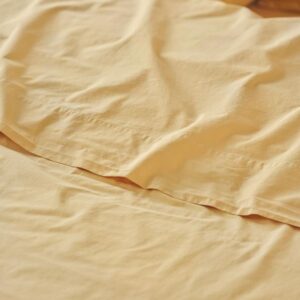 Piglet in Bed Butter Yellow Washed Cotton Percale Flat Sheet