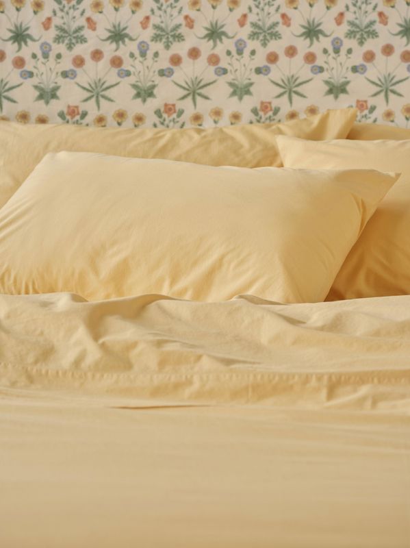 Piglet in Bed Butter Yellow Washed Cotton Percale Pillowcases (Pair)