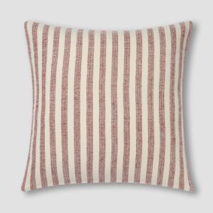 Piglet in Bed Rust Red Pembroke Stripe Wool Cushion Cover