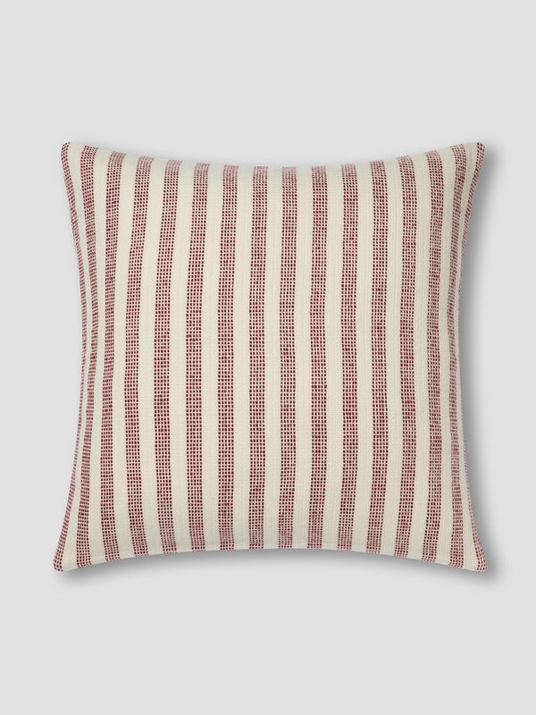 Piglet in Bed Rust Red Pembroke Stripe Wool Cushion Cover