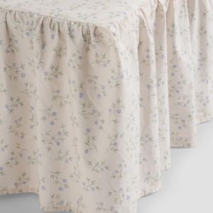 Piglet in Bed Cream Spring Sprig Cotton Bed Skirt