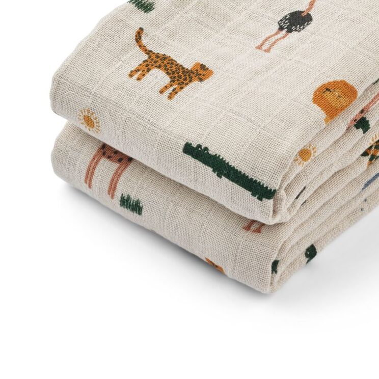 리우드 머슬린 천 2매 세트 - 샌디 | Lewis Muslin Cloth 2-pack - Safari sandy mix - Image 3