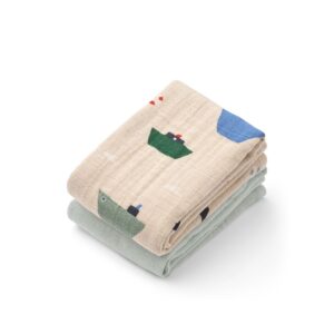 리우드 머슬린 천 2매 세트 - 도브 블루 | LEWIS Muslin Cloth 2-Pack - Sailing / Dove blue mix