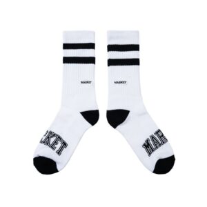 CORE STRIPE CREW SOCKS - WHITE | 마켓스튜디오 양말