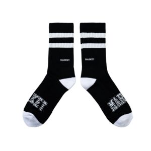 CORE STRIPE CREW SOCKS- BLACK | 마켓스튜디오 양말
