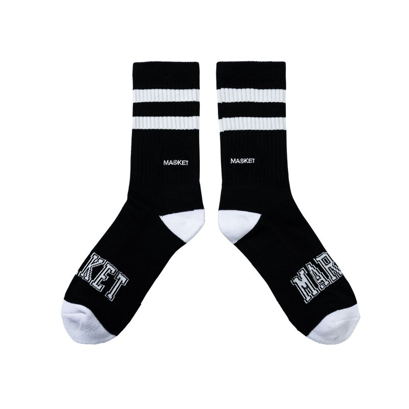 CORE STRIPE CREW SOCKS- BLACK | 마켓스튜디오 양말