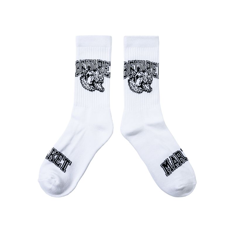 BEWARE CREW SOCKS - WHITE | 마켓스튜디오 양말