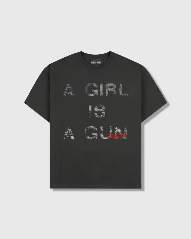 GIRL IS A GUN FADED T-SHIRT - VINTAGE BLACK | Pleasures 티셔츠