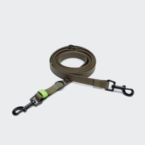 Cloud7 Adjustable Dog Leash BioThane Ipanema Olive-Neon Green