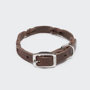 Cloud7 Dog Collar Riverlino Saddle Brown Silver