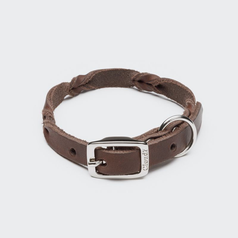 Cloud7 Dog Collar Riverlino Saddle Brown Silver