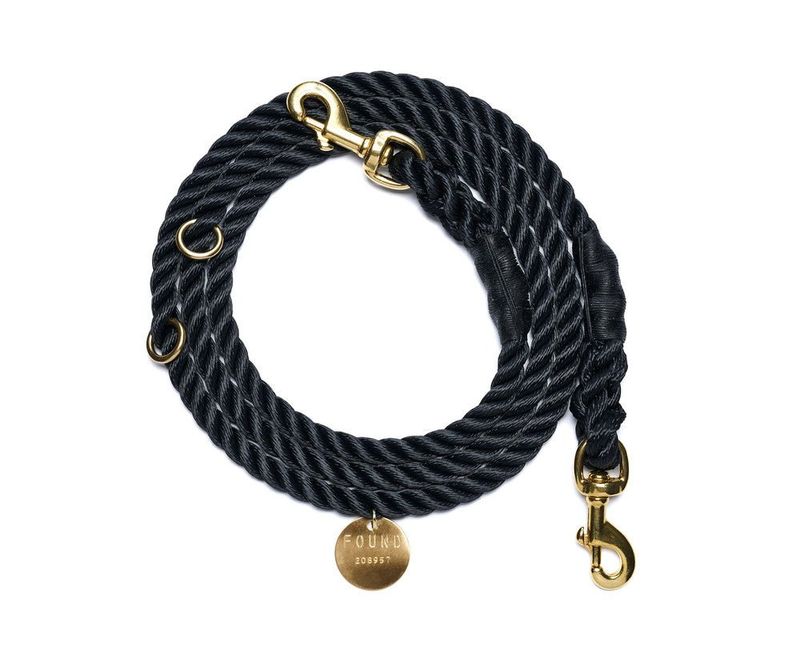 Found My Animal Black Rope Dog Leash, Adjustable & Secure Bolt Snap - Found My Animal