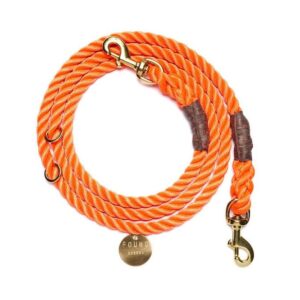 Found My Animal Rescue Orange Rope Dog Leash | Bolt Snaps | Adjustable | Found My Animal