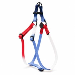 Found My Animal Found My Animal Red, White & Blue Cotton Dog & Cat Harness – Matte Black Hardware, Adjustable, Durable & Stylish