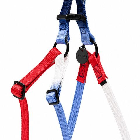 Found My Animal Found My Animal Red, White & Blue Cotton Dog & Cat Harness – Matte Black Hardware, Adjustable, Durable & Stylish - Image 2