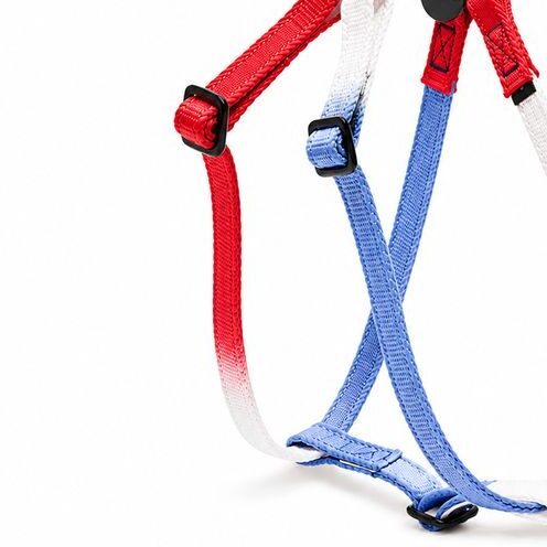 Found My Animal Found My Animal Red, White & Blue Cotton Dog & Cat Harness – Matte Black Hardware, Adjustable, Durable & Stylish - Image 3
