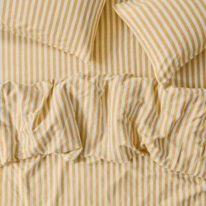 Piglet in Bed Honey Pembroke Stripe Linen Blend Duvet Cover