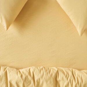 Piglet in Bed Butter Yellow Linen Blend Fitted Sheet