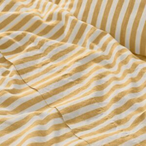 Piglet in Bed Honey Pembroke Stripe Linen Blend Flat Sheet