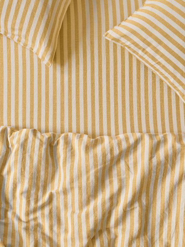 Piglet in Bed Honey Pembroke Stripe Linen Blend Fitted Sheet