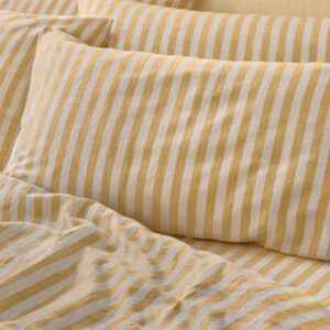 Piglet in Bed Honey Pembroke Stripe Linen Blend Pillowcases (Pair)