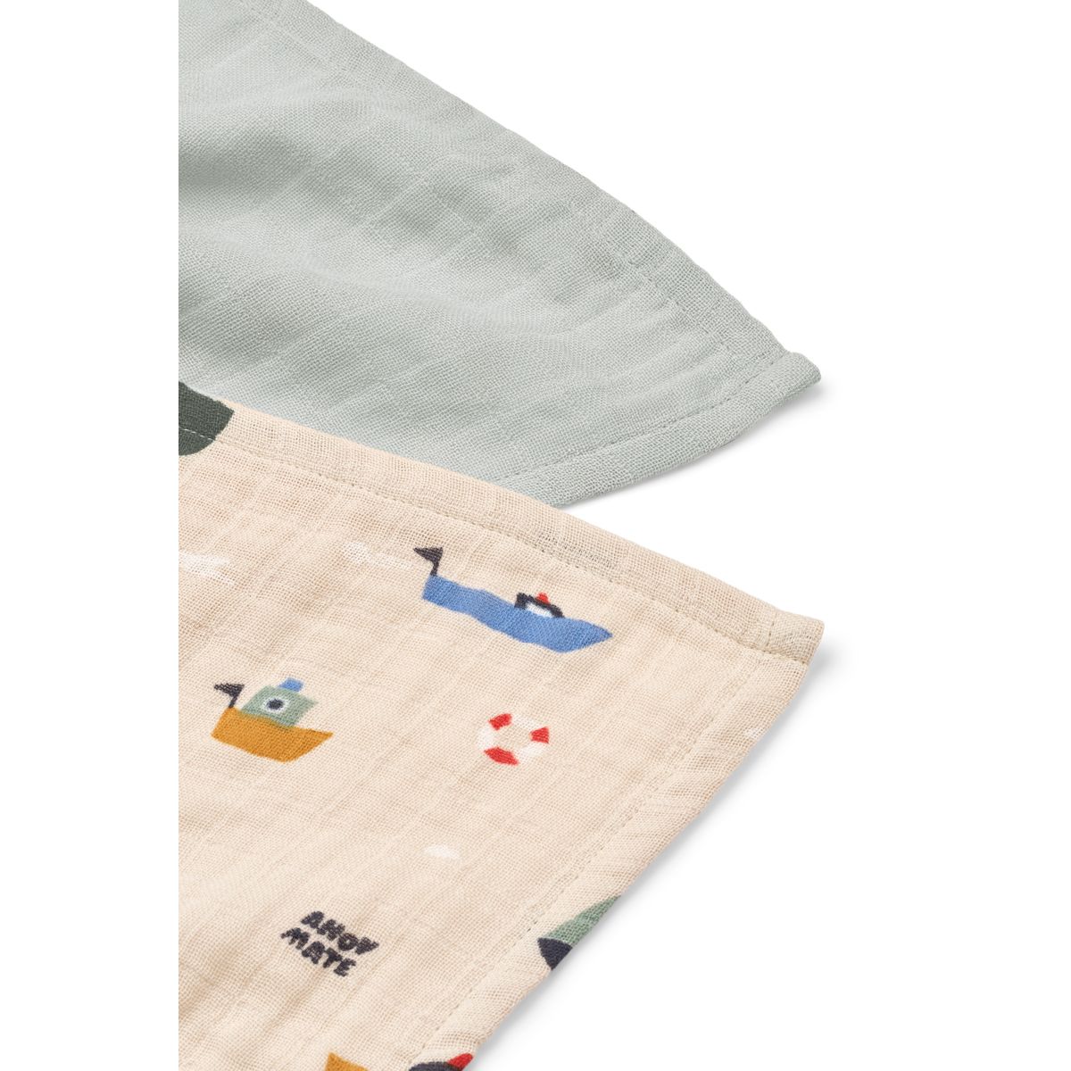 리우드 머슬린 천 2매 세트 - 도브 블루 | LEWIS Muslin Cloth 2-Pack - Sailing / Dove blue mix - Image 2