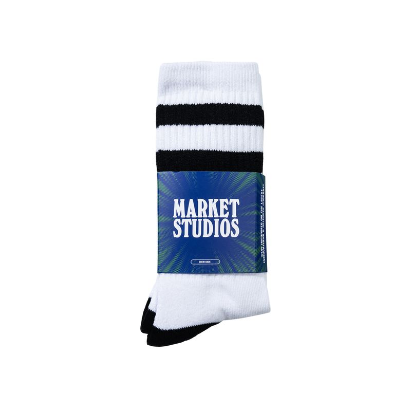 CORE STRIPE CREW SOCKS - WHITE | 마켓스튜디오 양말 - Image 2
