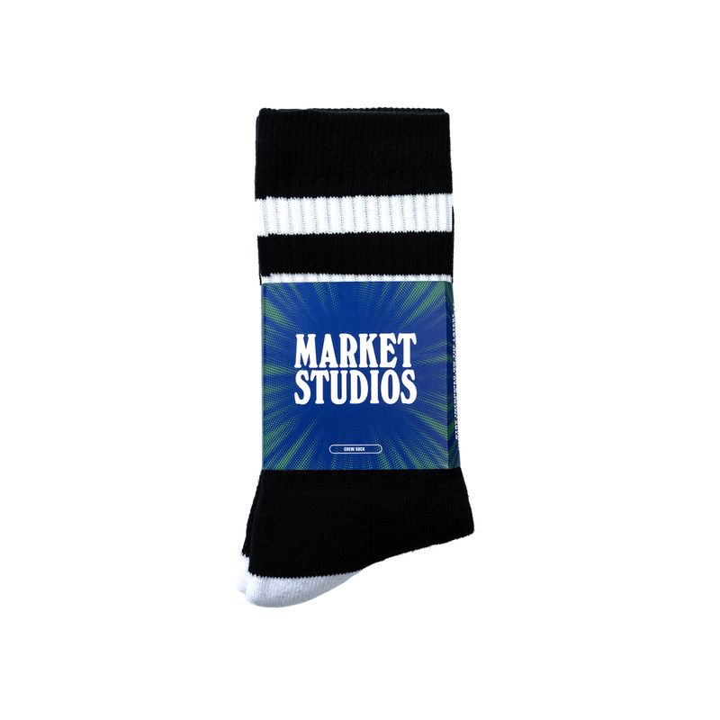 CORE STRIPE CREW SOCKS- BLACK | 마켓스튜디오 양말 - Image 2