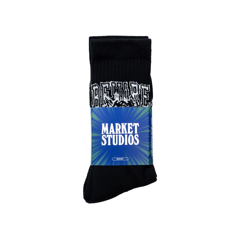 BEWARE CREW SOCKS - BLACK | 마켓스튜디오 양말 - Image 2
