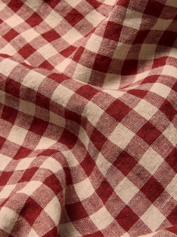 Piglet in Bed Rhubarb Gingham Linen Blend Sheet Set - Image 2