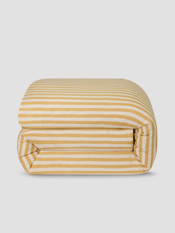 Piglet in Bed Honey Pembroke Stripe Linen Blend Duvet Cover - Image 2