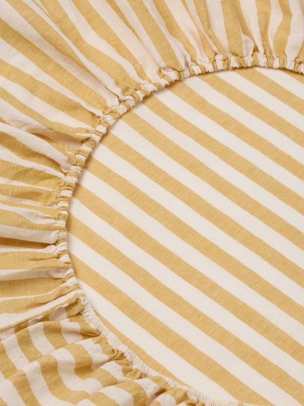 Piglet in Bed Honey Pembroke Stripe Linen Blend Fitted Sheet - Image 2