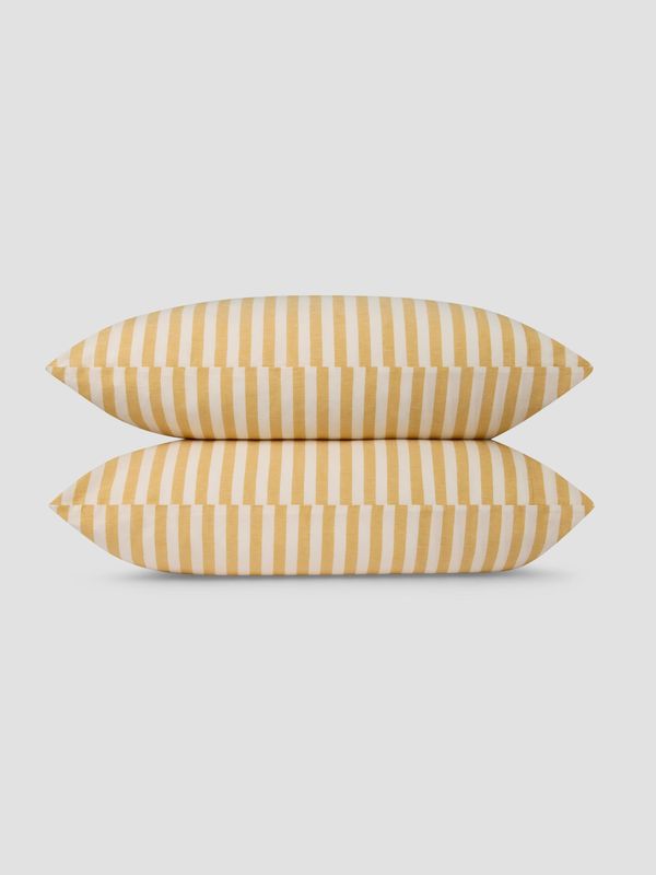 Piglet in Bed Honey Pembroke Stripe Linen Blend Pillowcases (Pair) - Image 2