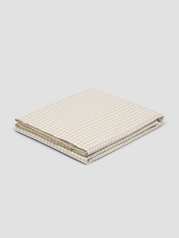 Piglet in Bed Café au Lait Gingham Washed Cotton Flat Sheet - Image 2