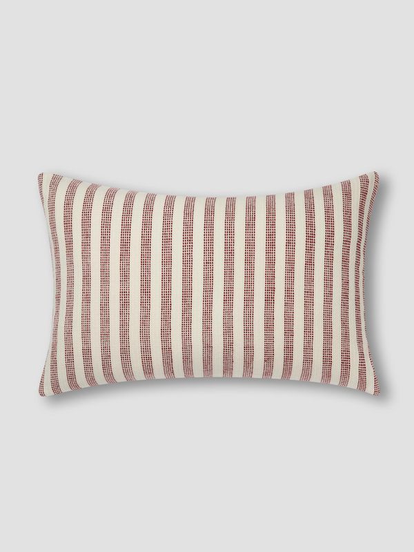 Piglet in Bed Rust Red Pembroke Stripe Wool Cushion Cover - Image 2