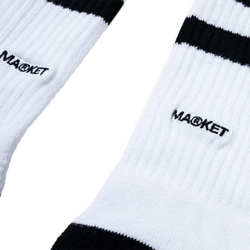 CORE STRIPE CREW SOCKS - WHITE | 마켓스튜디오 양말 - Image 3