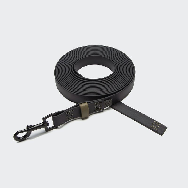 Cloud7 Long Line Dog Leash BioThane Ipanema Black-Olive - Image 3