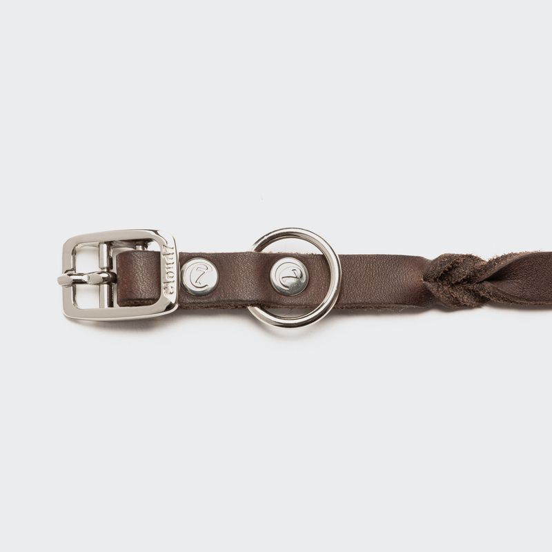 Cloud7 Dog Collar Riverlino Saddle Brown Silver - Image 3
