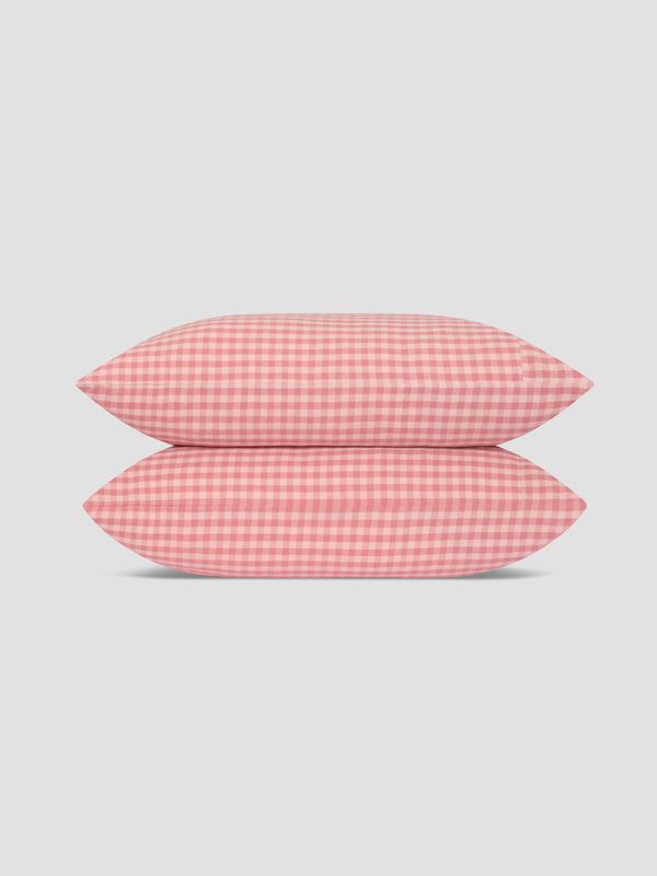 Piglet in Bed Dusty Pink & Rose Color Drenched Gingham Linen Blend Pillowcases (Pair) - Image 3