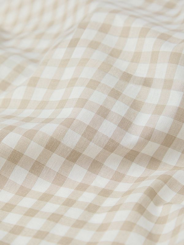 Piglet in Bed Café au Lait Gingham Washed Cotton Flat Sheet - Image 3