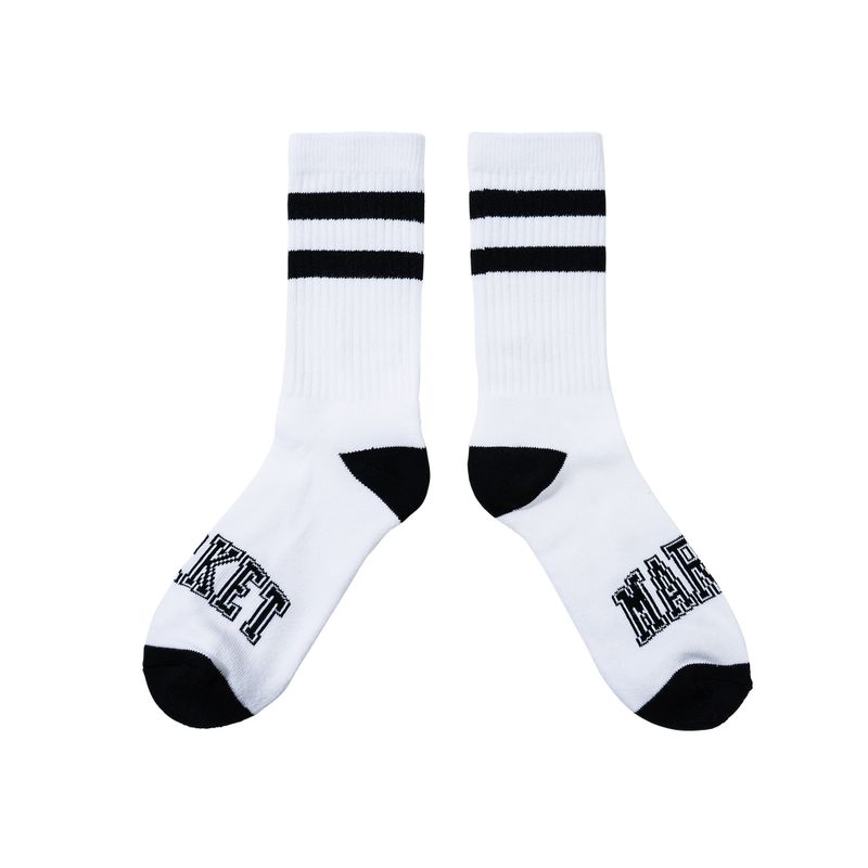 CORE STRIPE CREW SOCKS - WHITE | 마켓스튜디오 양말 - Image 4
