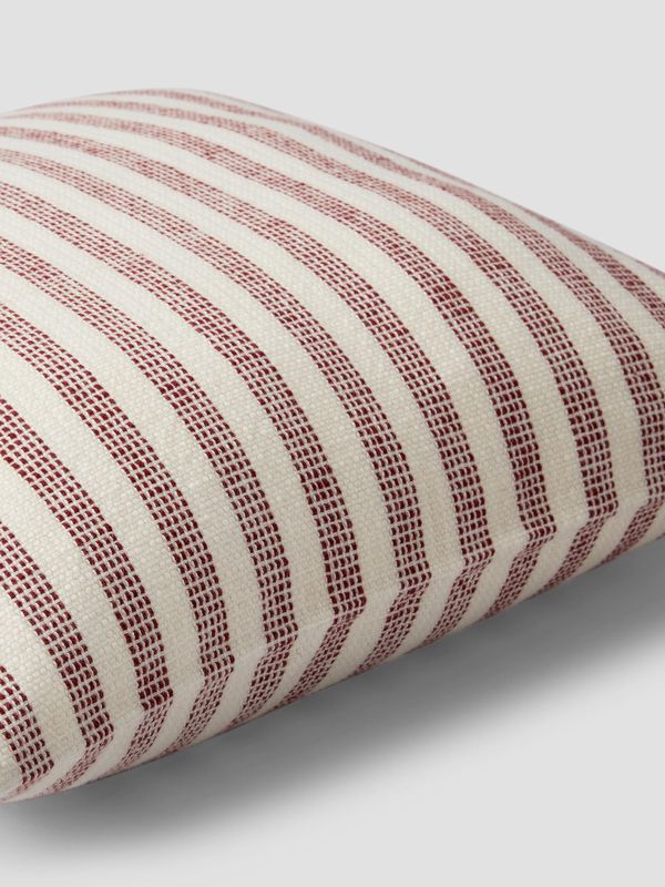 Piglet in Bed Rust Red Pembroke Stripe Wool Cushion Cover - Image 4
