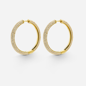 Skultuna 1607 스쿨투나 Simplicity Pave Hoop Earrings - Gold Plated - Large 여성 주얼리 스웨덴