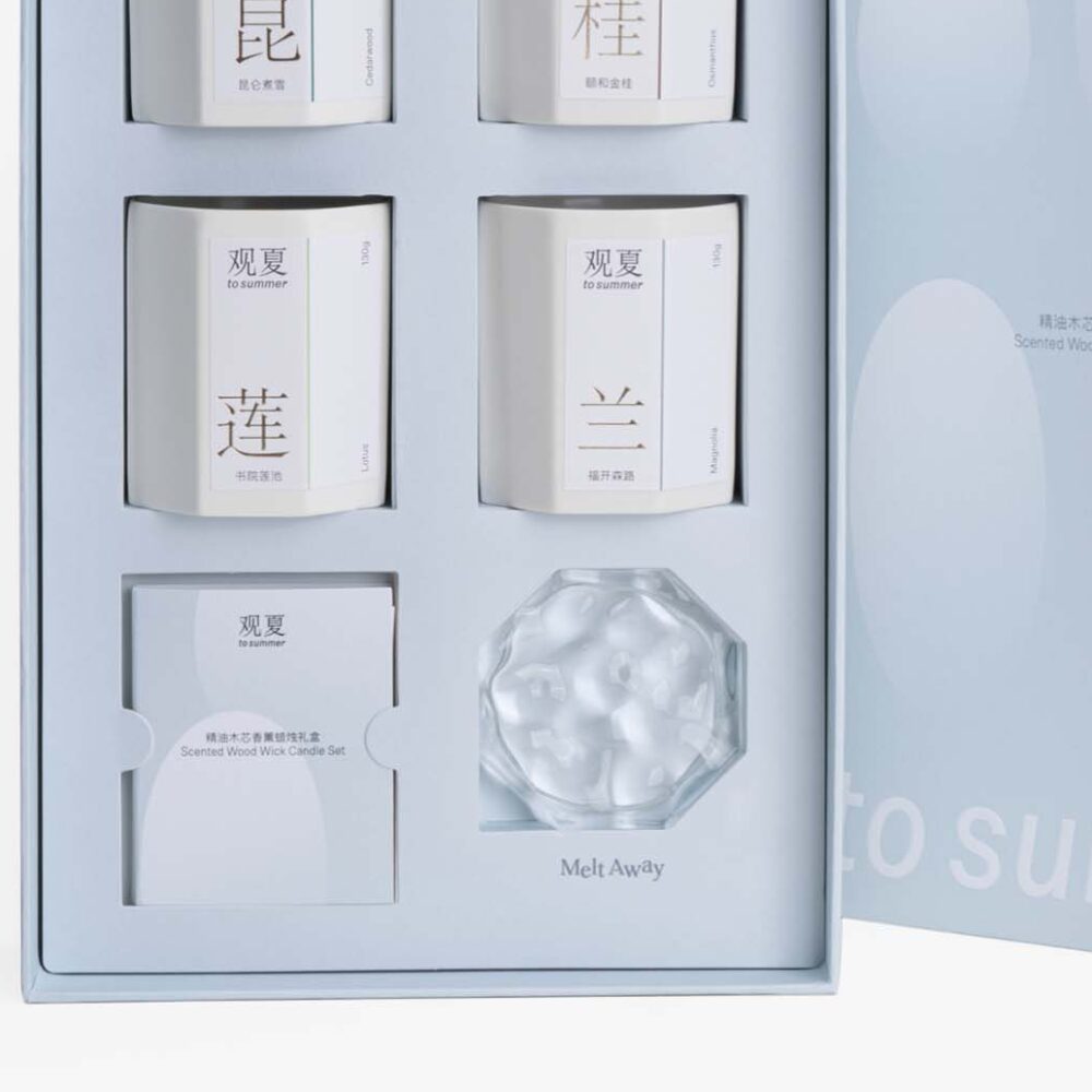 To Summer 관샤 観夏 SCENTED WOOD WICK CANDLE SET 중국 니치 홈프래그런스 - Image 3
