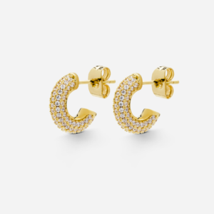 Skultuna 1607 스쿨투나 Simplicity Pavé Huggies - Gold Plated 여성 주얼리 스웨덴