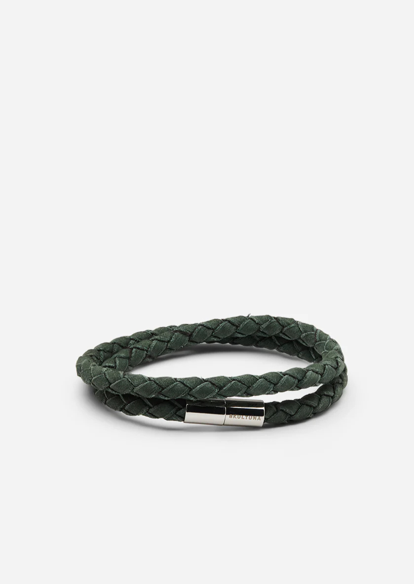Skultuna 1607 스쿨투나 Suede Bracelet - Dark Green 남성 주얼리 스웨덴