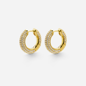 Skultuna 1607 스쿨투나 Simplicity Pavé Hoop Earrings - Gold Plated - Small 여성 주얼리 스웨덴