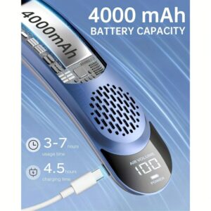 레이리닉스LED디스플레이 충전식목걸이선풍기 3단계풍속개인용4000mAh USB-C-조용하고 가벼운